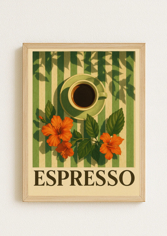 Affiche A4 - Espresso affiche cuisine colorée café fleurs