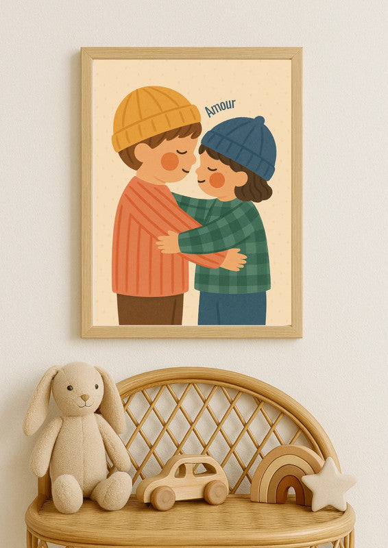 Affiche A4- Famille amour fraterie enfant famille affiche colorée chambre enfant