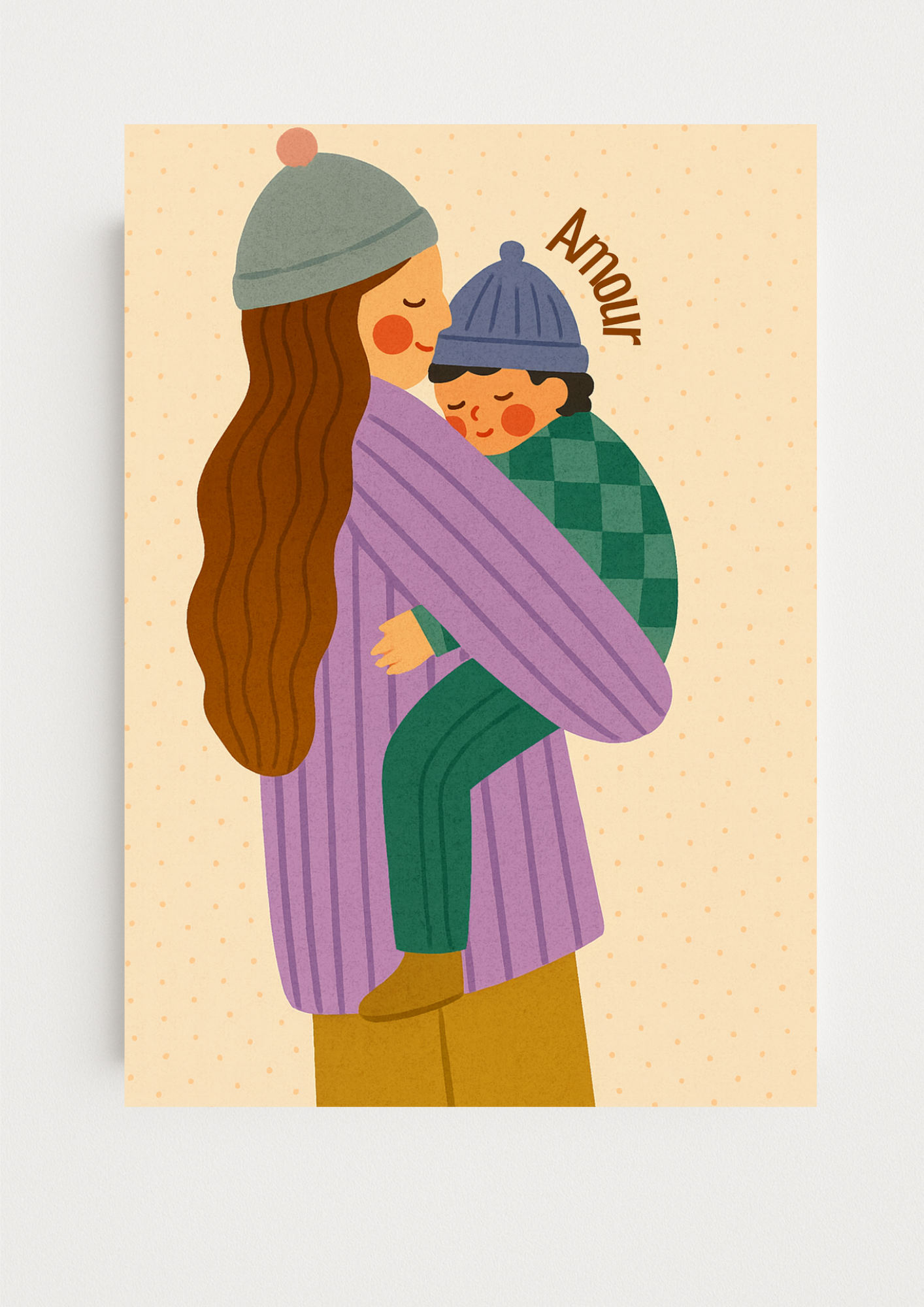 Affiche A4 - Famille amour maman enfant affiche douce et minimaliste chambre enfant