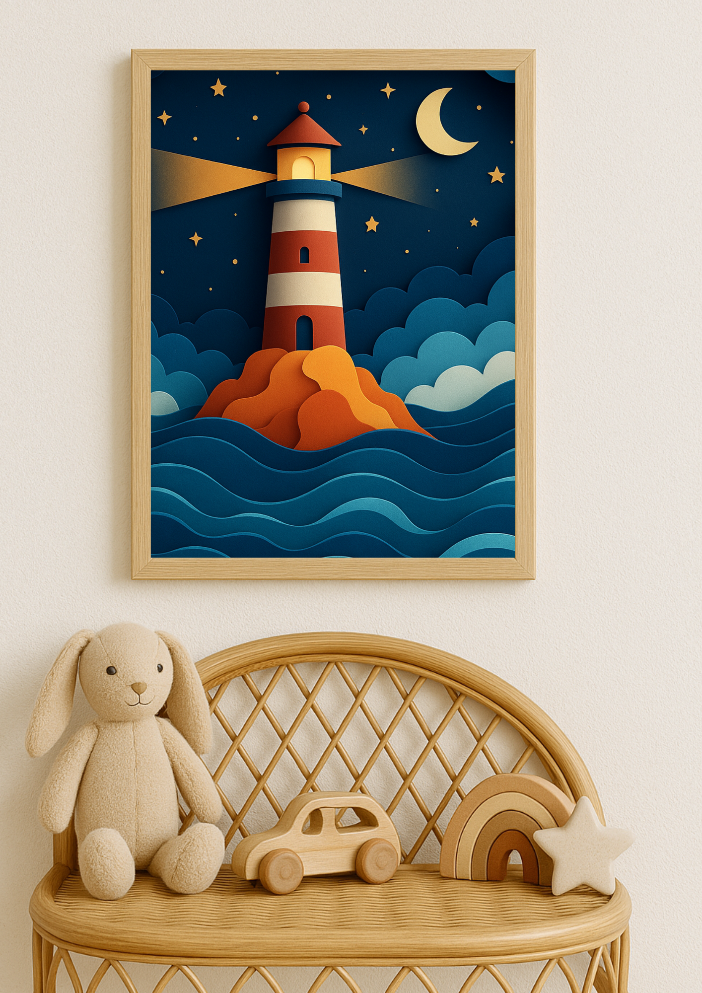 Phare Chambre enfant affiche A4 Lune