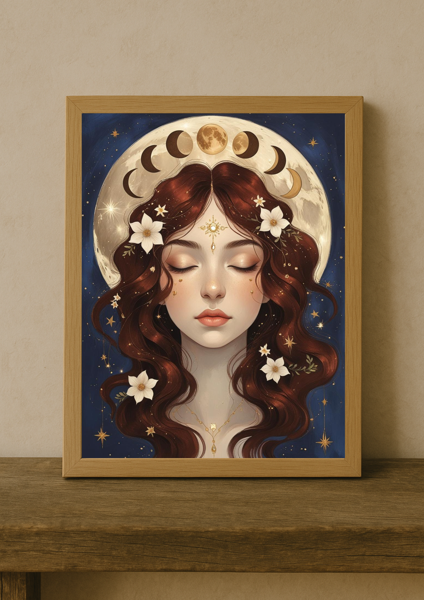 Affiche A4 - Femme astrologie lune étoile soleil carte tarot