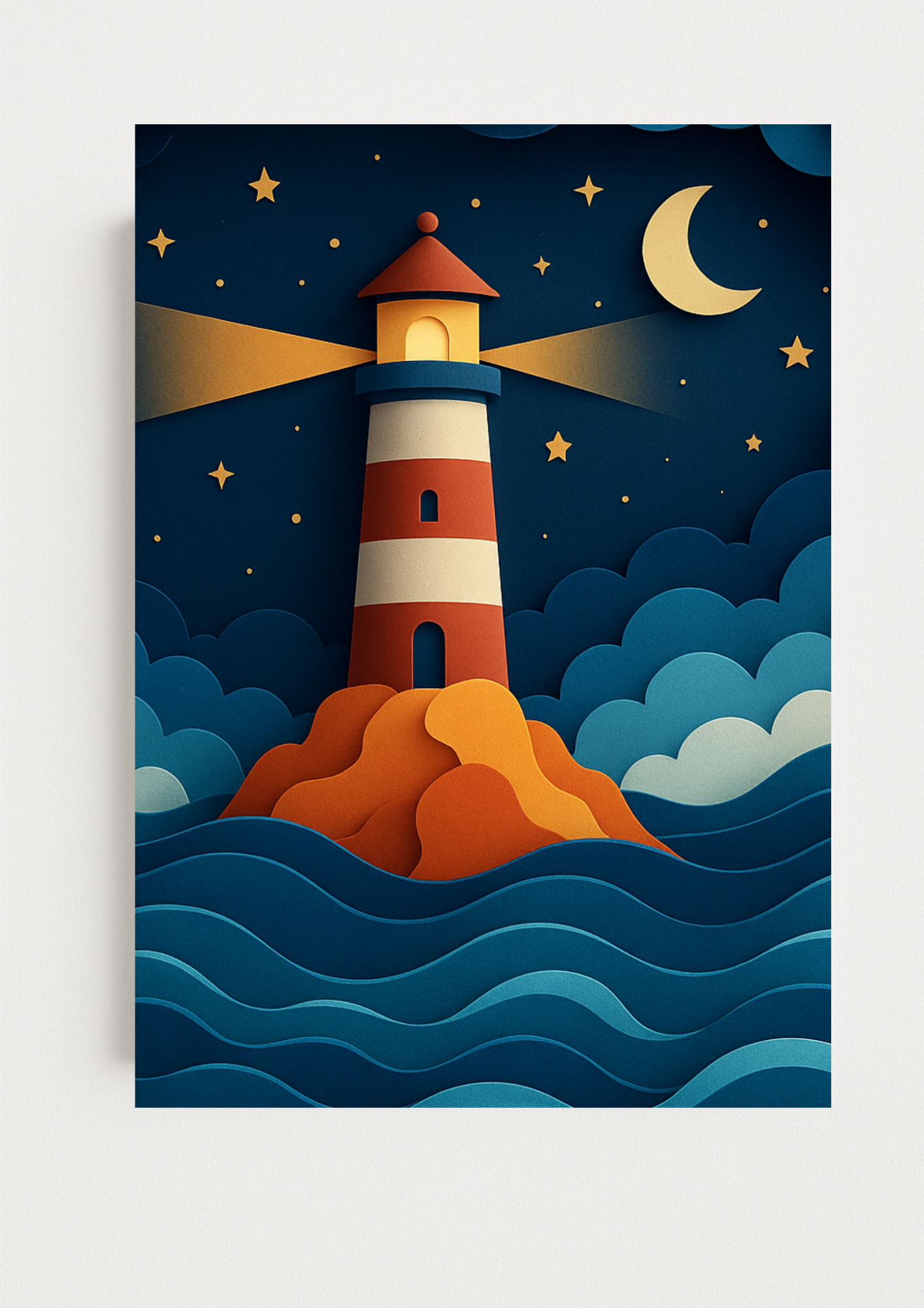 Phare Chambre enfant affiche A4 Lune