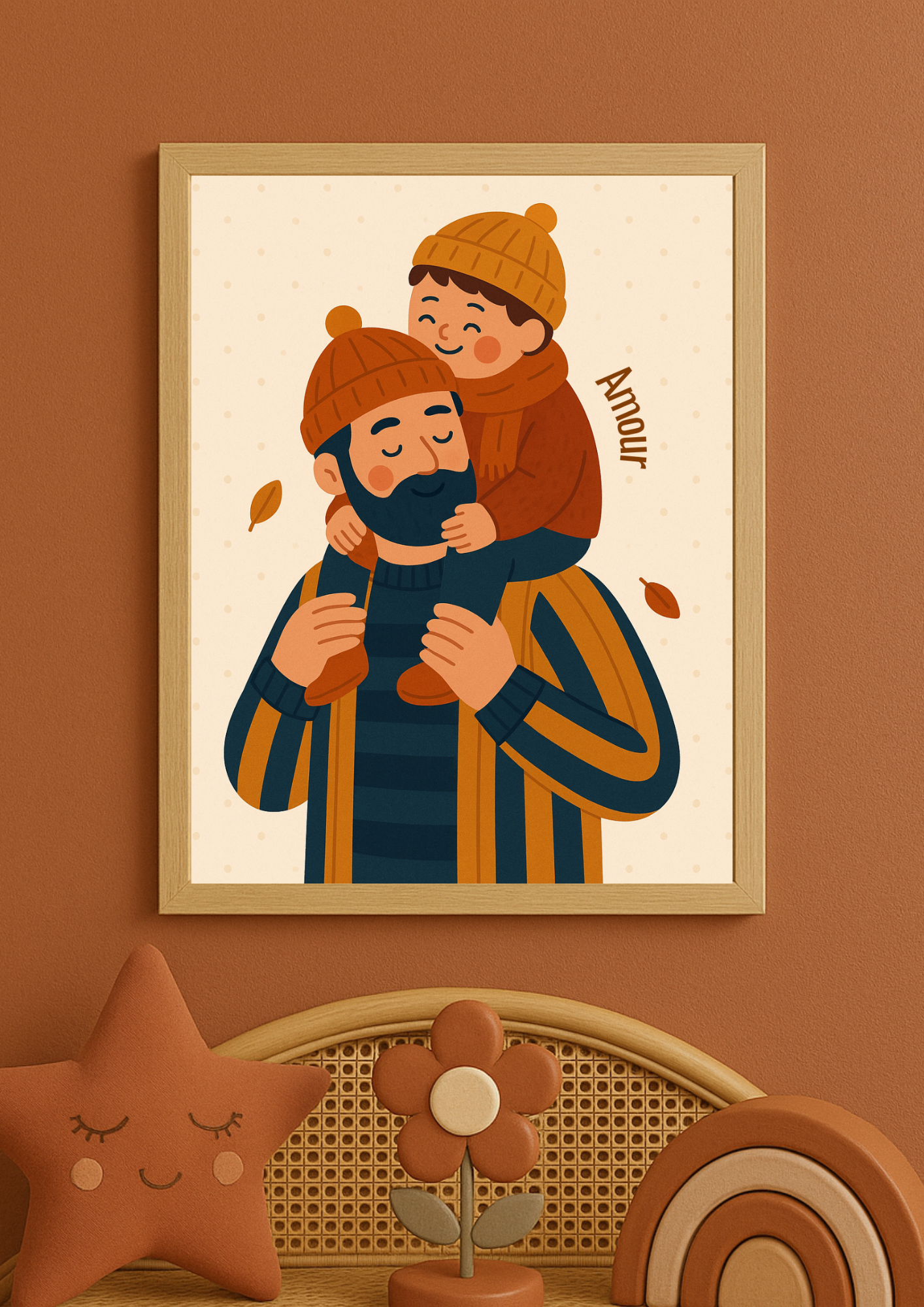 Affiche A4 - Famille amour papa enfant affiche douce et minimaliste chambre enfant