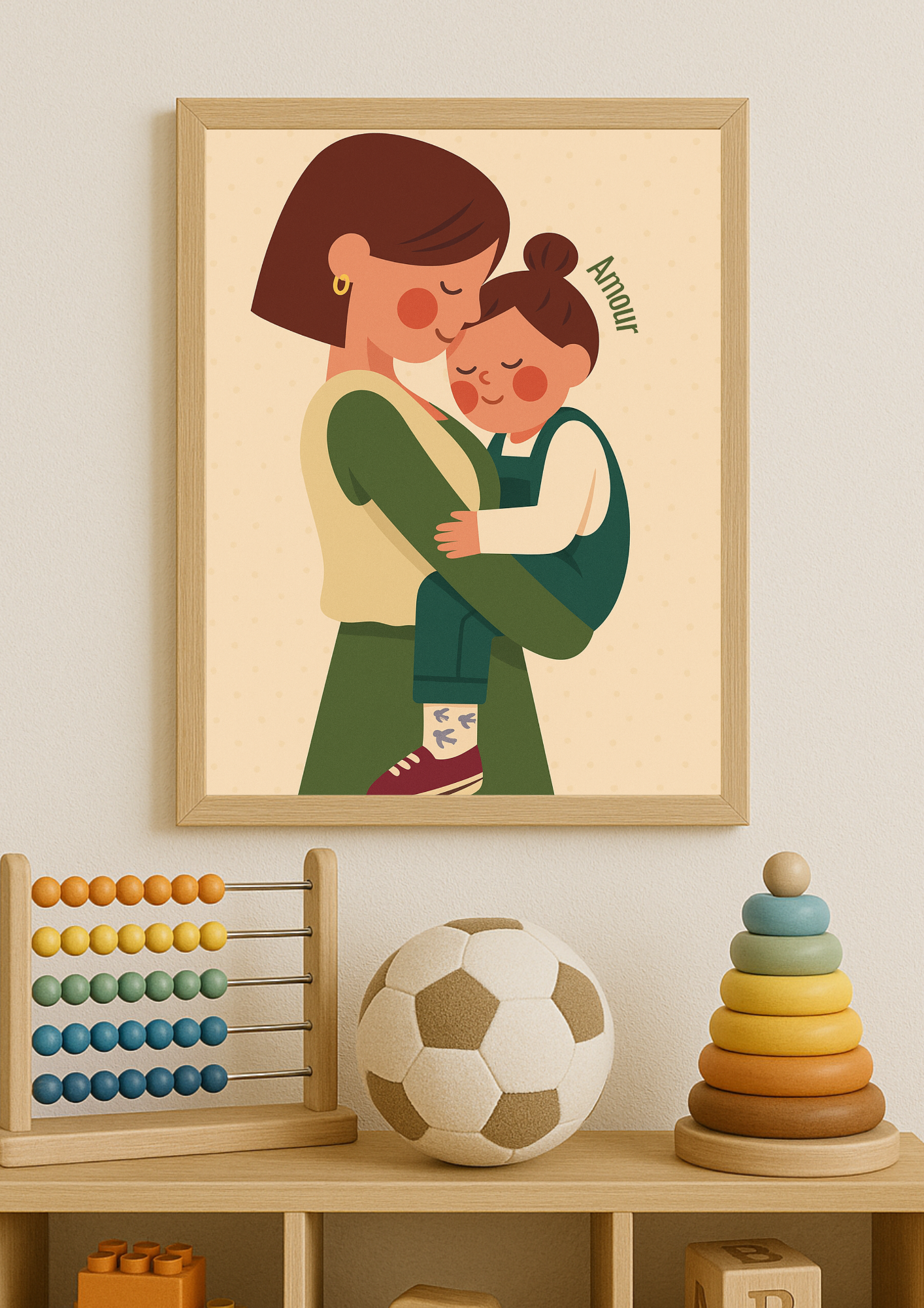 Affiche A4 - Famille amour maman enfant affiche douce et minimaliste chambre enfant