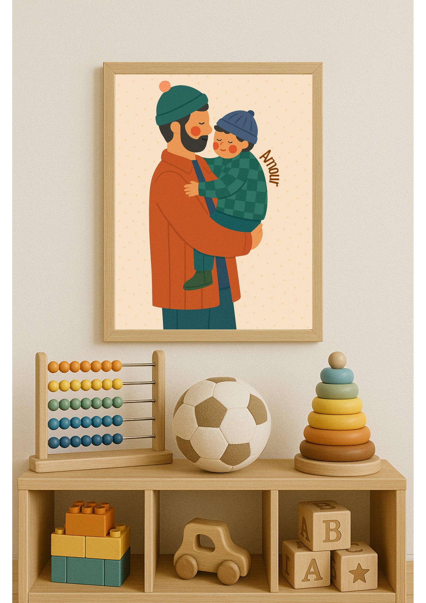 Affiche chambre enfant, affiche famille, lien papa, lien paternel, cadeau de naissance