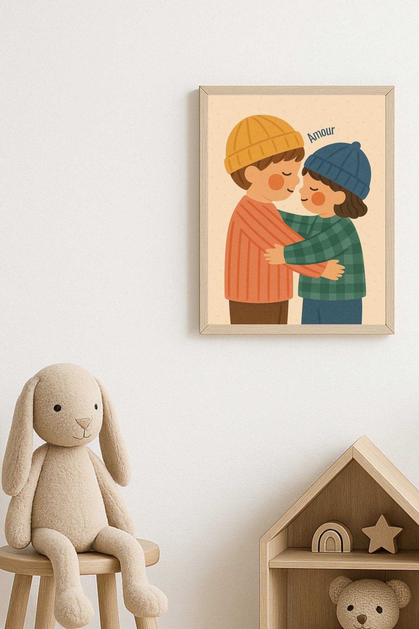 Collection Amour - Affiche enfant “Amour” fraterie – Illustration tendre enfants – Décoration chambre bébé, idée cadeau naissance