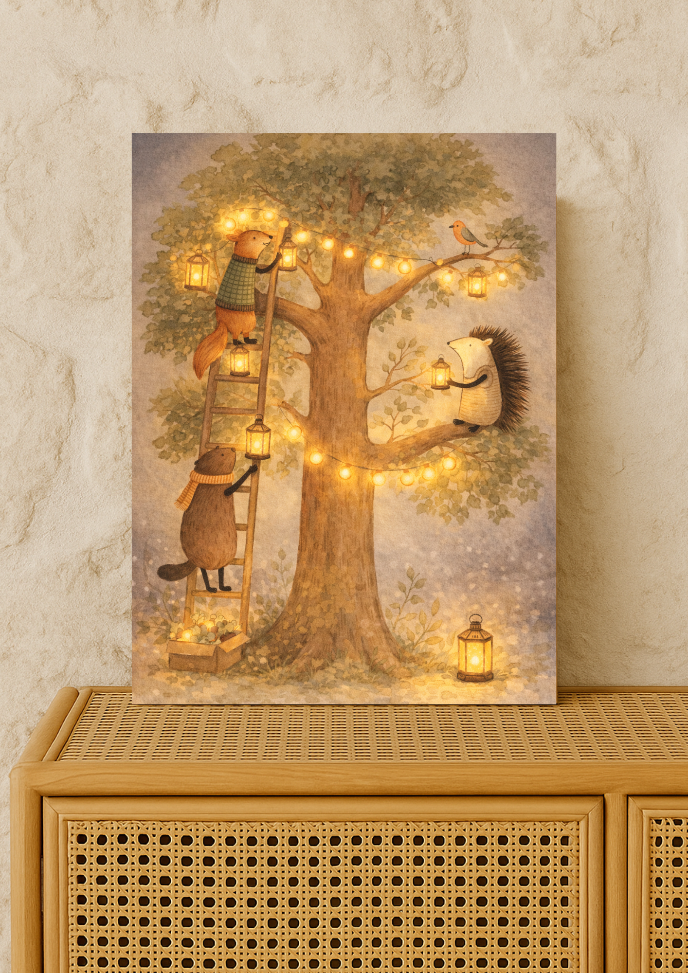 Affiche animaux de la forêt – illustration printemps chambre bébé - Univers poétique et minimaliste