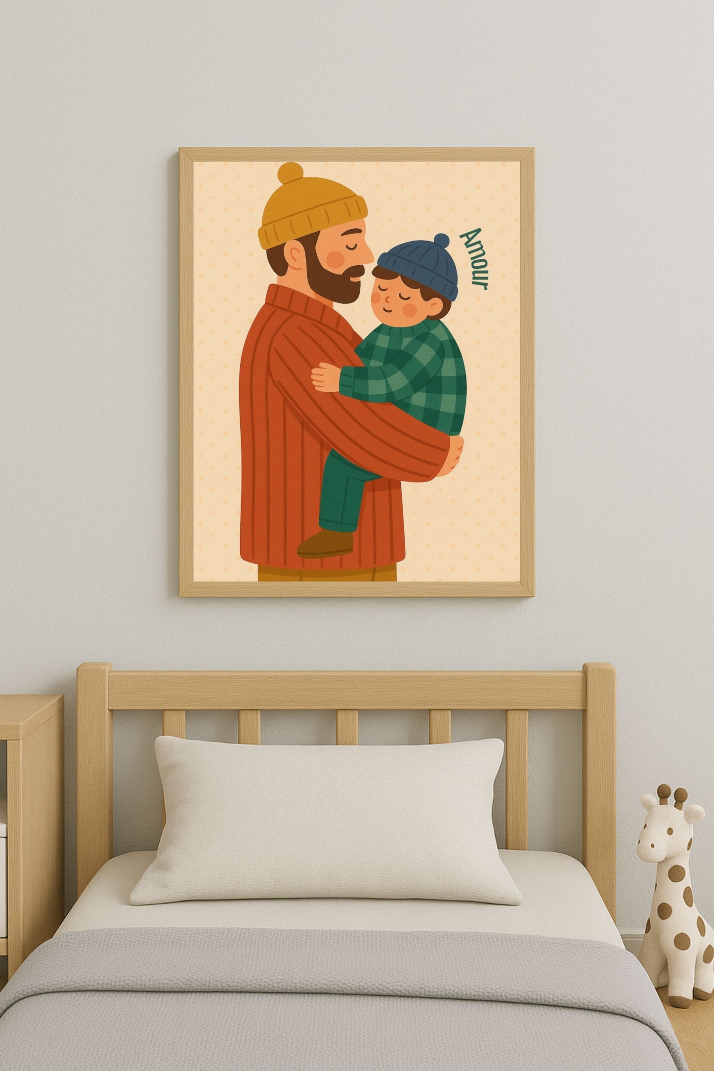 Collection Amour - Affiche A4 - Famille amour papa enfant affiche douce et minimaliste chambre enfant