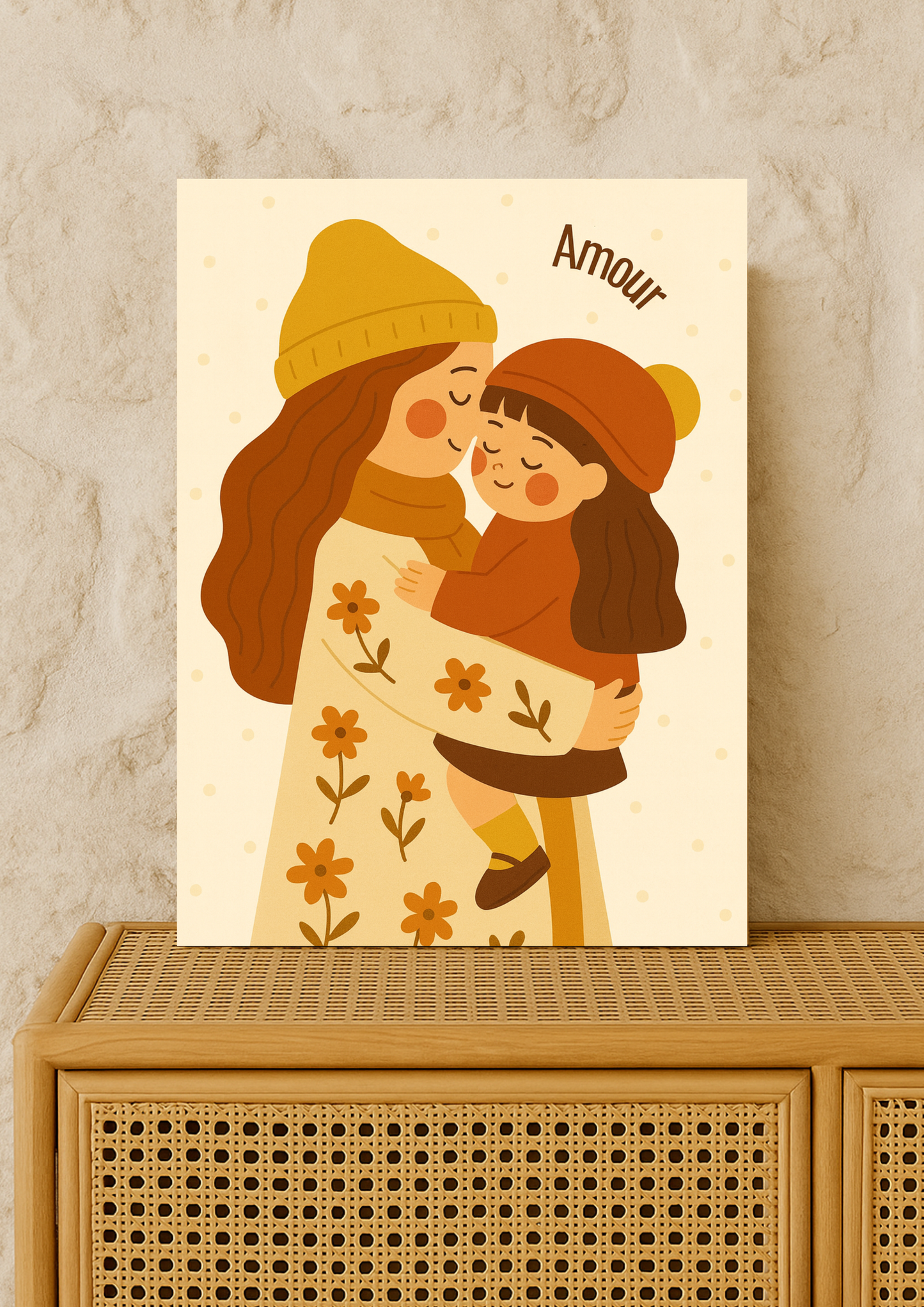 Collection Amour - Affiche maman et fille minimaliste – illustration amour parent enfant – décoration chambre bébé