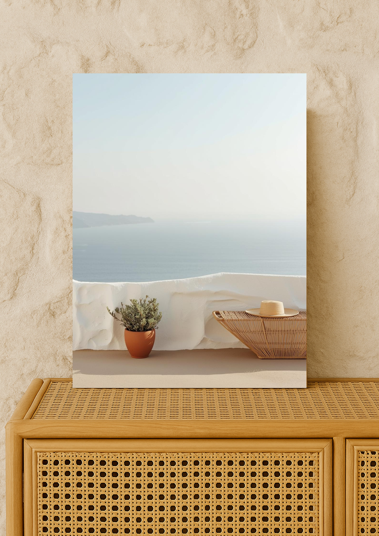 Affiche terrasse méditerranéenne – Vue mer – Décoration murale minimaliste – Décoration murale bord de mer - Idée cadeau