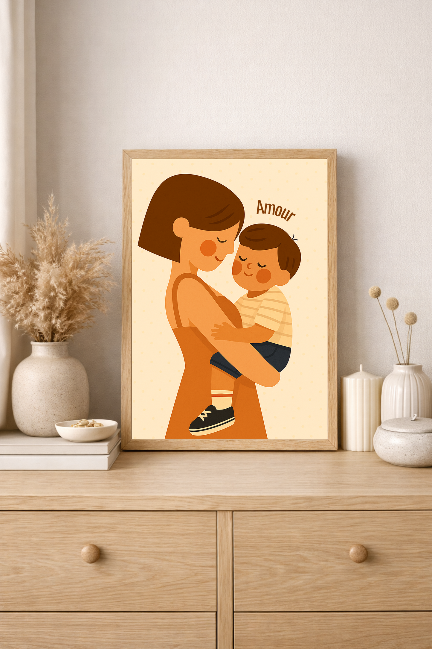 Collection Amour - Affiche murale chambre enfant - Affiche amour famille - Maman et enfant - Amour maternel - Cadeaux de naissance