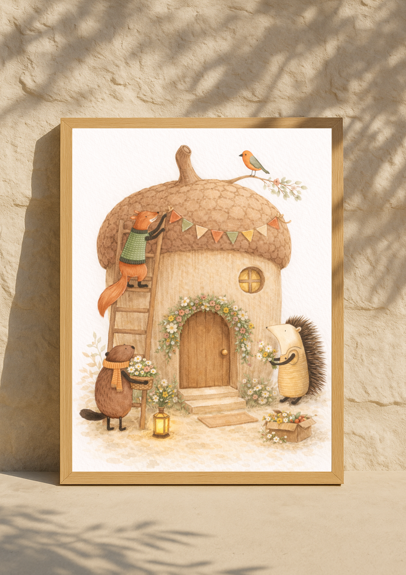 Affiche animaux de la forêt – illustration printemps chambre bébé - Univers poétique et minimaliste
