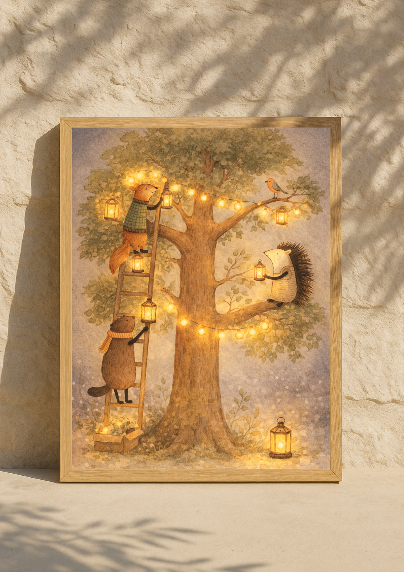 Affiche animaux de la forêt – illustration printemps chambre bébé - Univers poétique et minimaliste