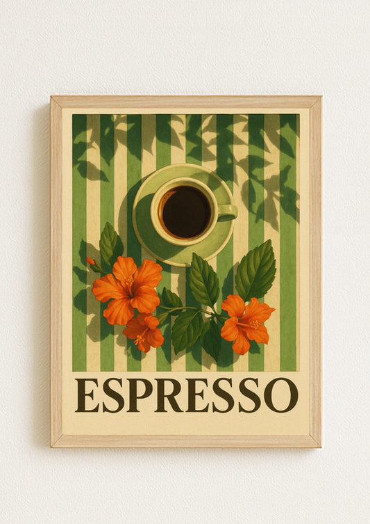 Affiche A4 - Espresso affiche cuisine colorée café fleurs