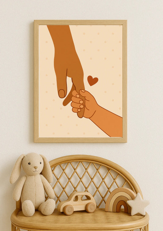Affiche A4 - Famille Amour lien parents enfants cœur mains