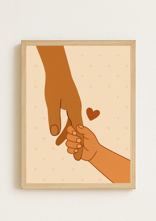 Affiche A4 - Famille Amour lien parents enfants cœur mains