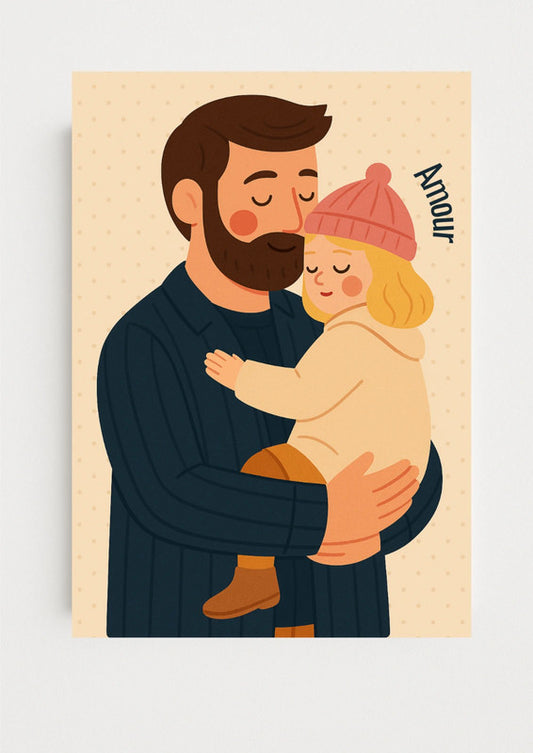Affiche A4 - Famille amour papa enfant affiche douce et minimaliste chambre enfant