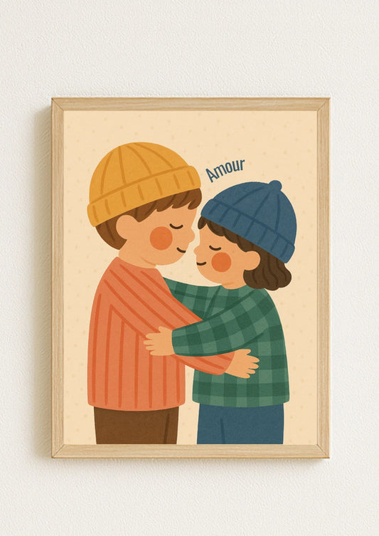 Affiche A4- Famille amour fraterie enfant famille affiche colorée chambre enfant