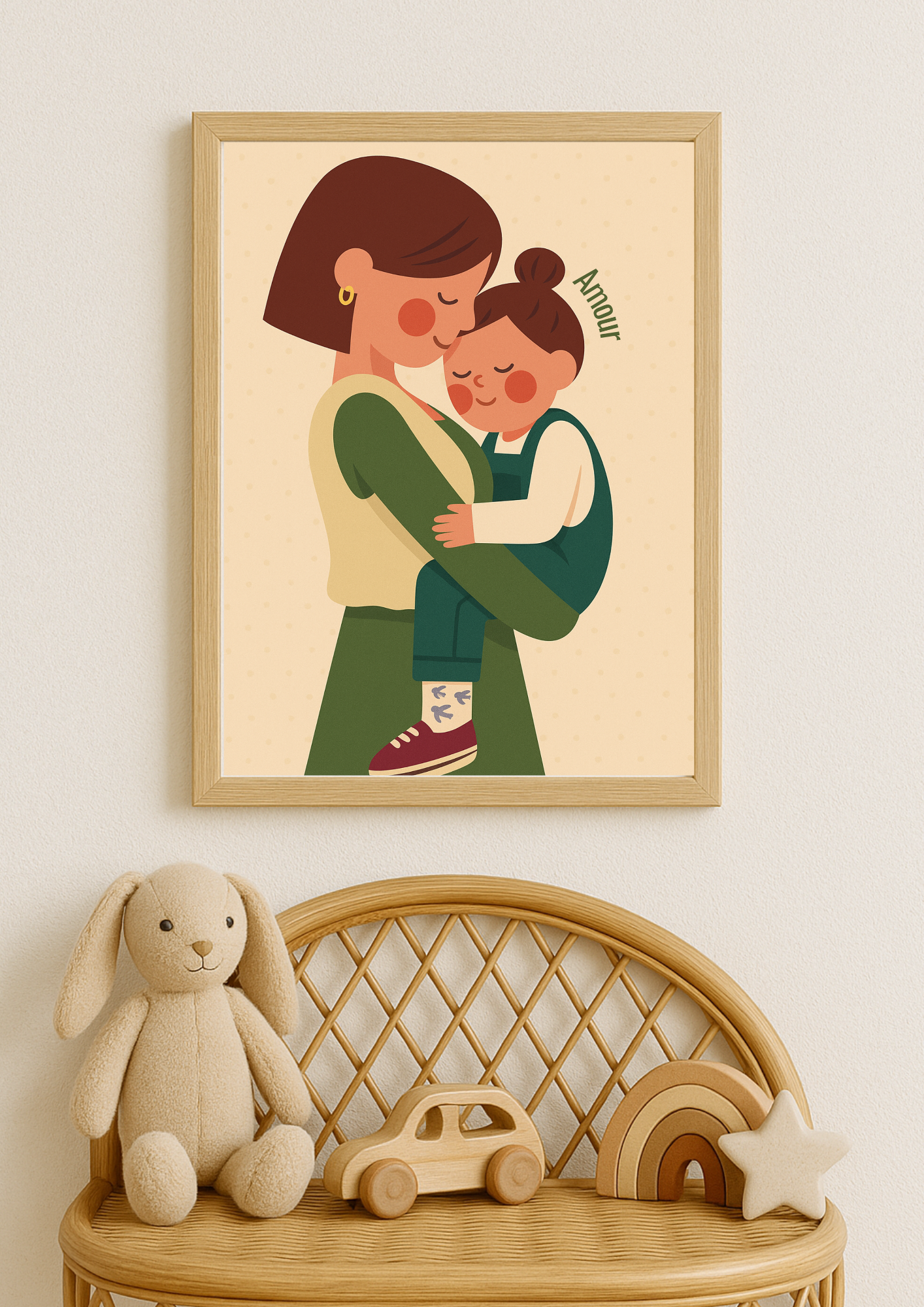 Collection Amour - Affiche maman enfant Amour – Illustration douce lien maternel – Décoration chambre bébé - Idée cadeau naissance