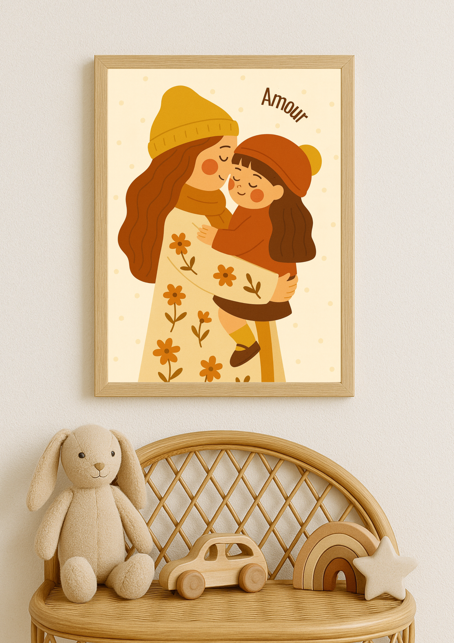 Collection Amour - Affiche maman et fille minimaliste – illustration amour parent enfant – décoration chambre bébé