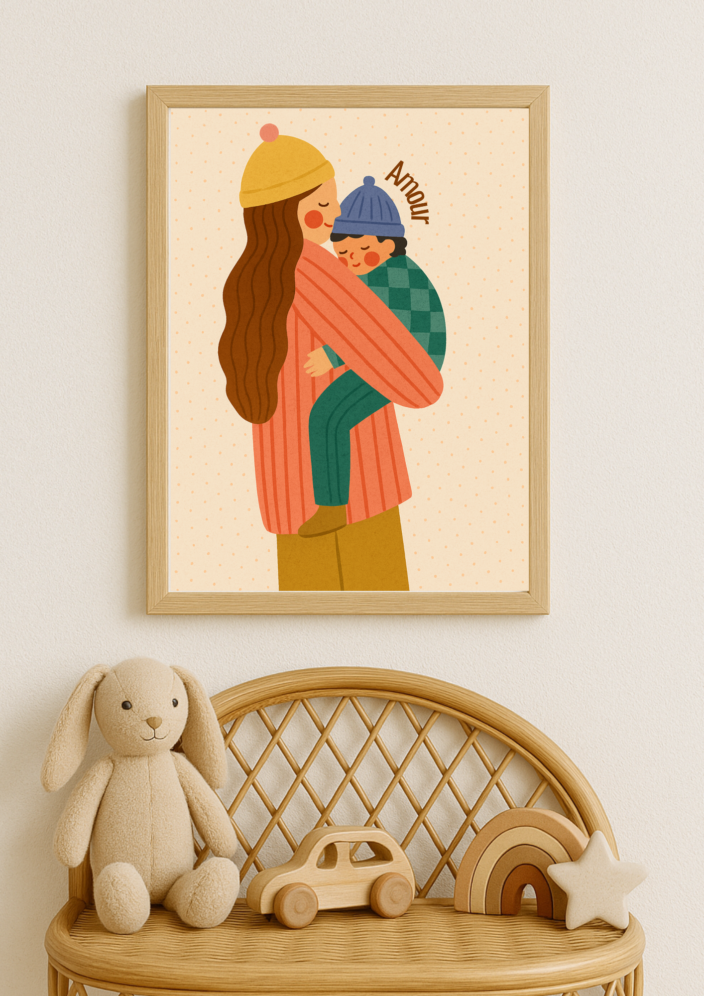 Collection Amour - Affiche A4 - Famille amour maman enfant affiche douce et minimaliste chambre enfant