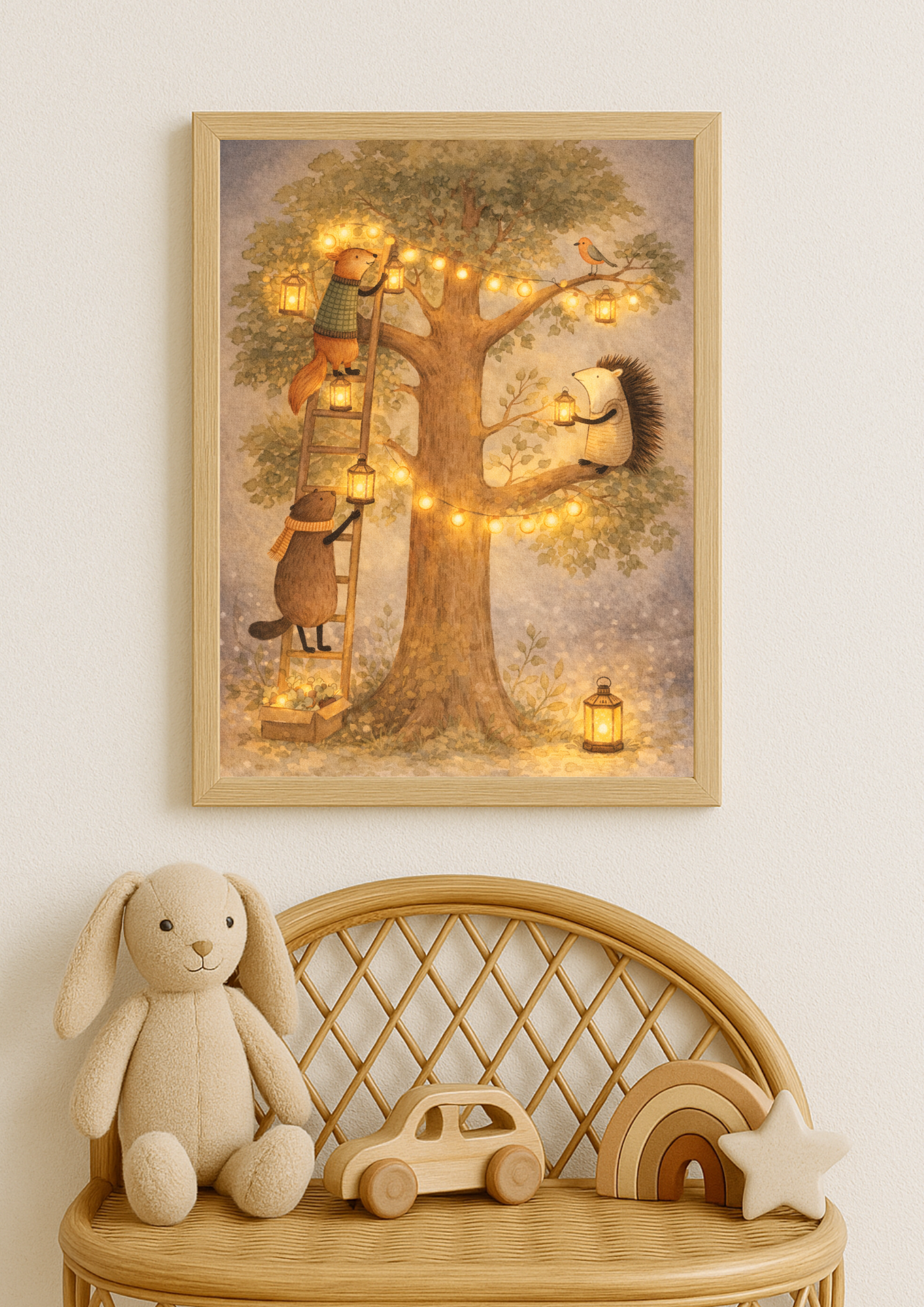 Affiche animaux de la forêt – illustration printemps chambre bébé - Univers poétique et minimaliste