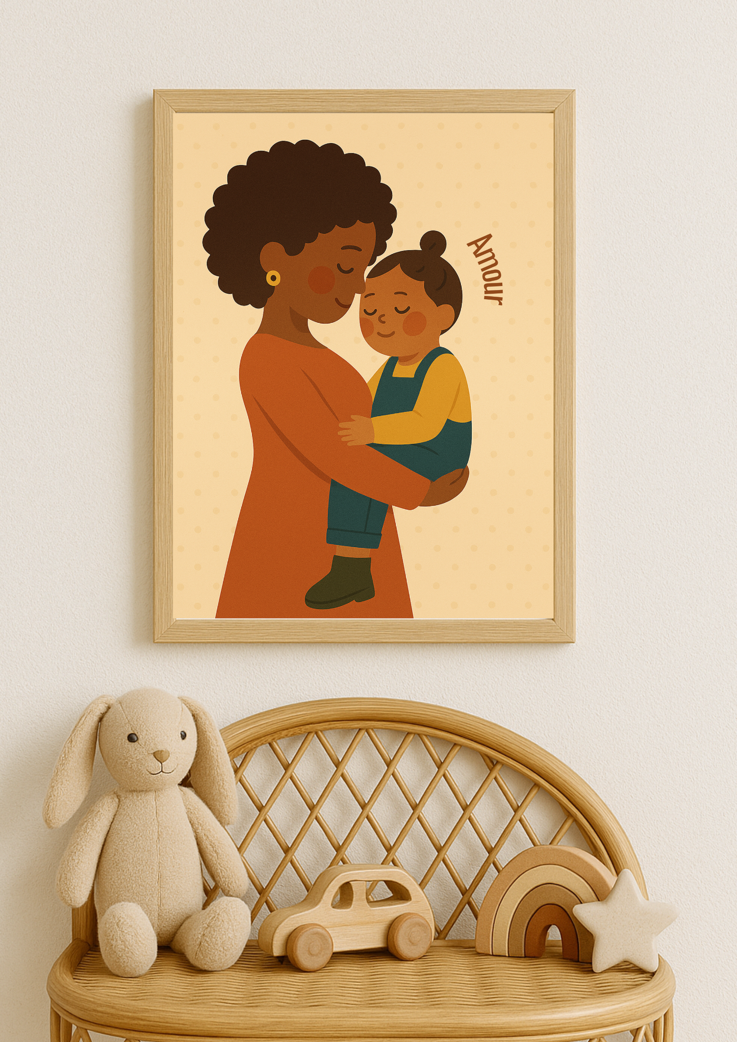 Affiche amour maman et enfant – Illustration tendre Amour – Idée cadeau naissance - Décoration chambre enfant
