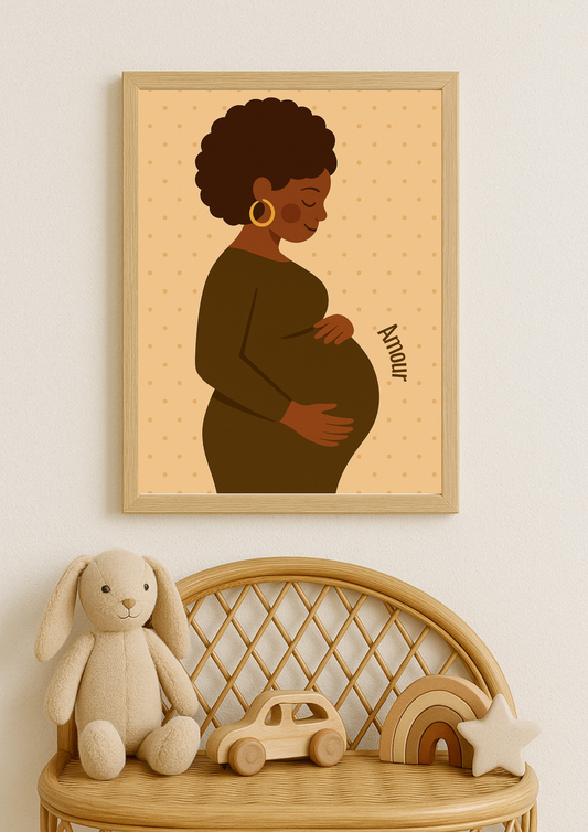 Collection Amour - Affiche maternité minimaliste – illustration femme enceinte – décoration chambre bébé