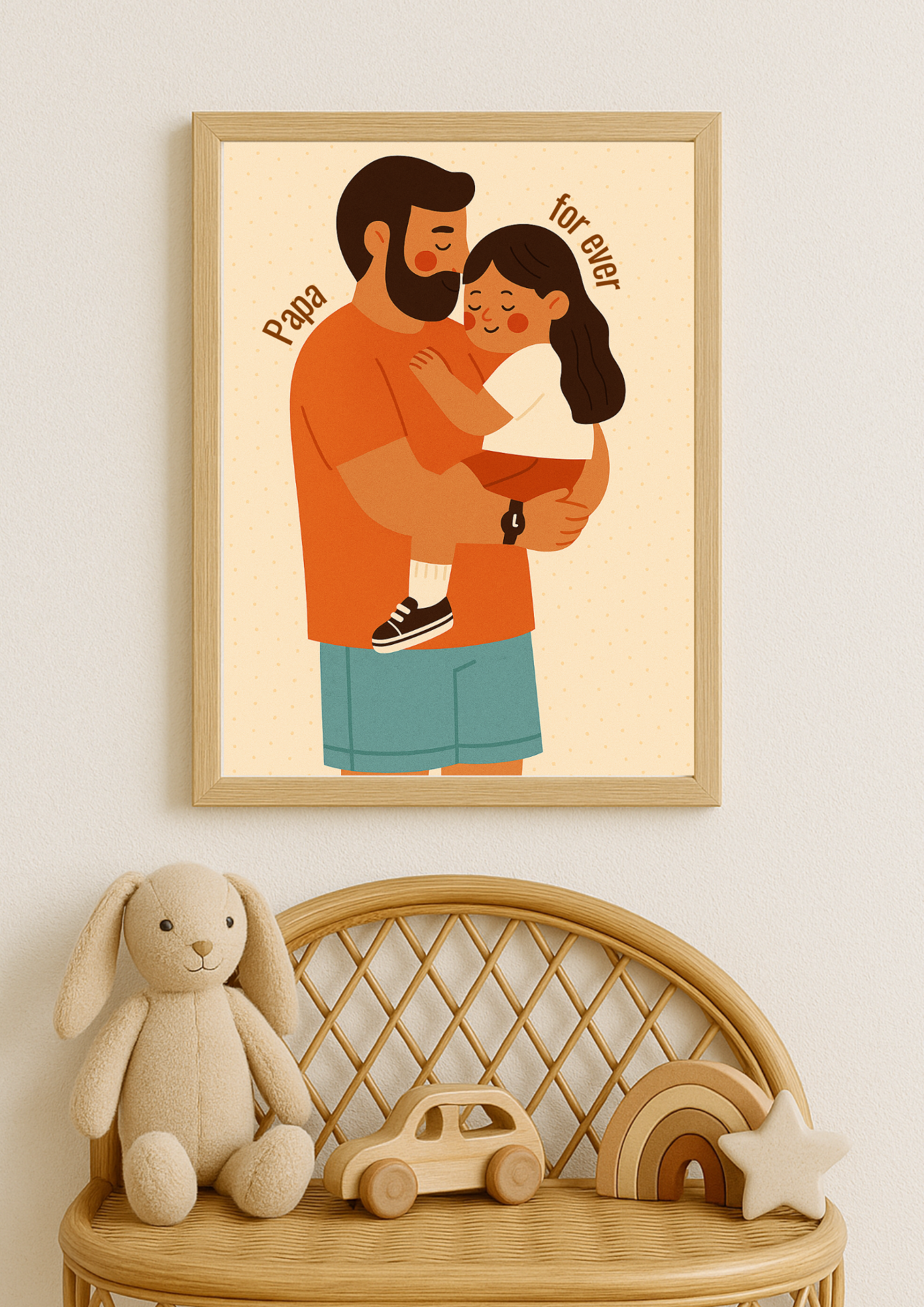 Collection Amour - Affiche papa sportif enfant – Illustration douce lien père fille – Décoration chambre enfant - idée cadeau naissance