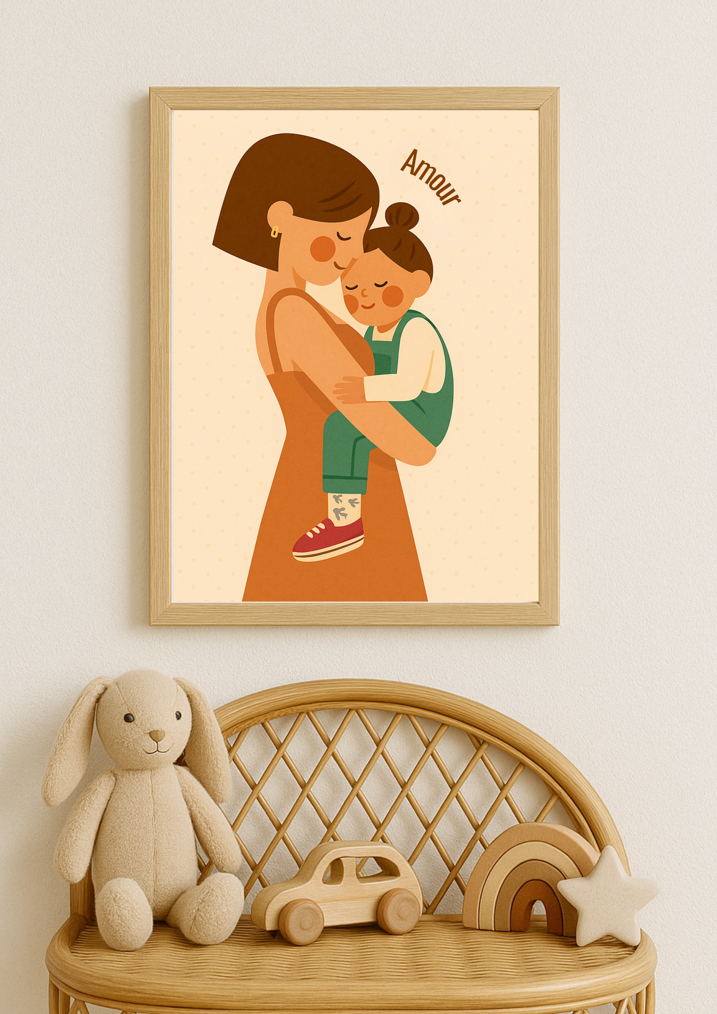 Collection Amour - Affiche maman bébé Amour – Illustration douce lien maternel – Décoration chambre bébé - Cadeaux de naissance
