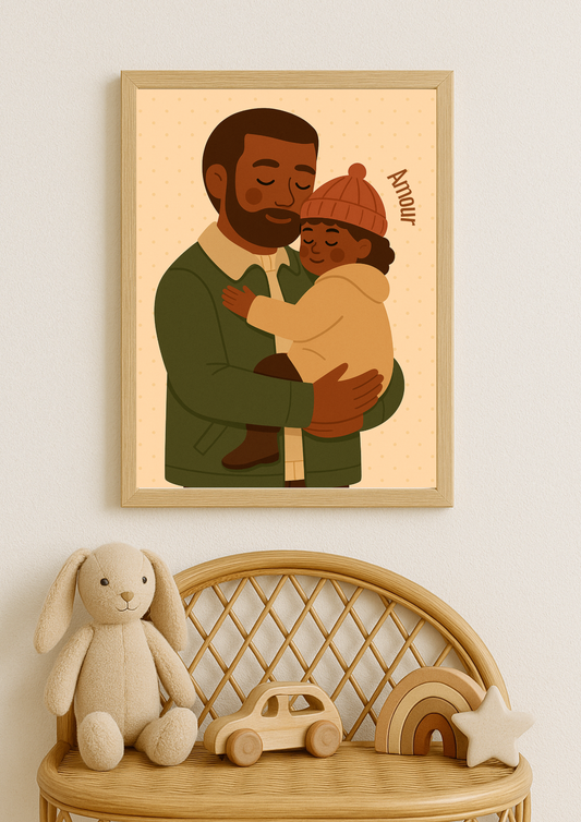 Collection Amour - Affiche père et enfant minimaliste – illustration amour paternel – décoration chambre bébé
