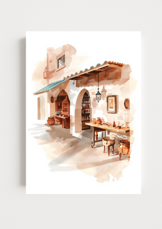 Collection Orient-Affiche boutique marocaine – ruelle artisanale – décoration murale orientale