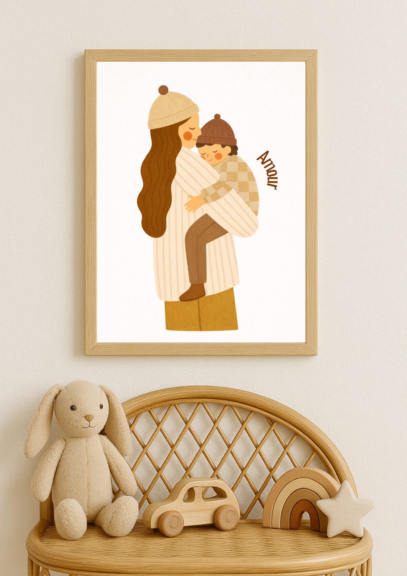 Collection Amour - Affiche maman enfant Amour – Illustration douce maternité – Décoration chambre bébé & enfant
