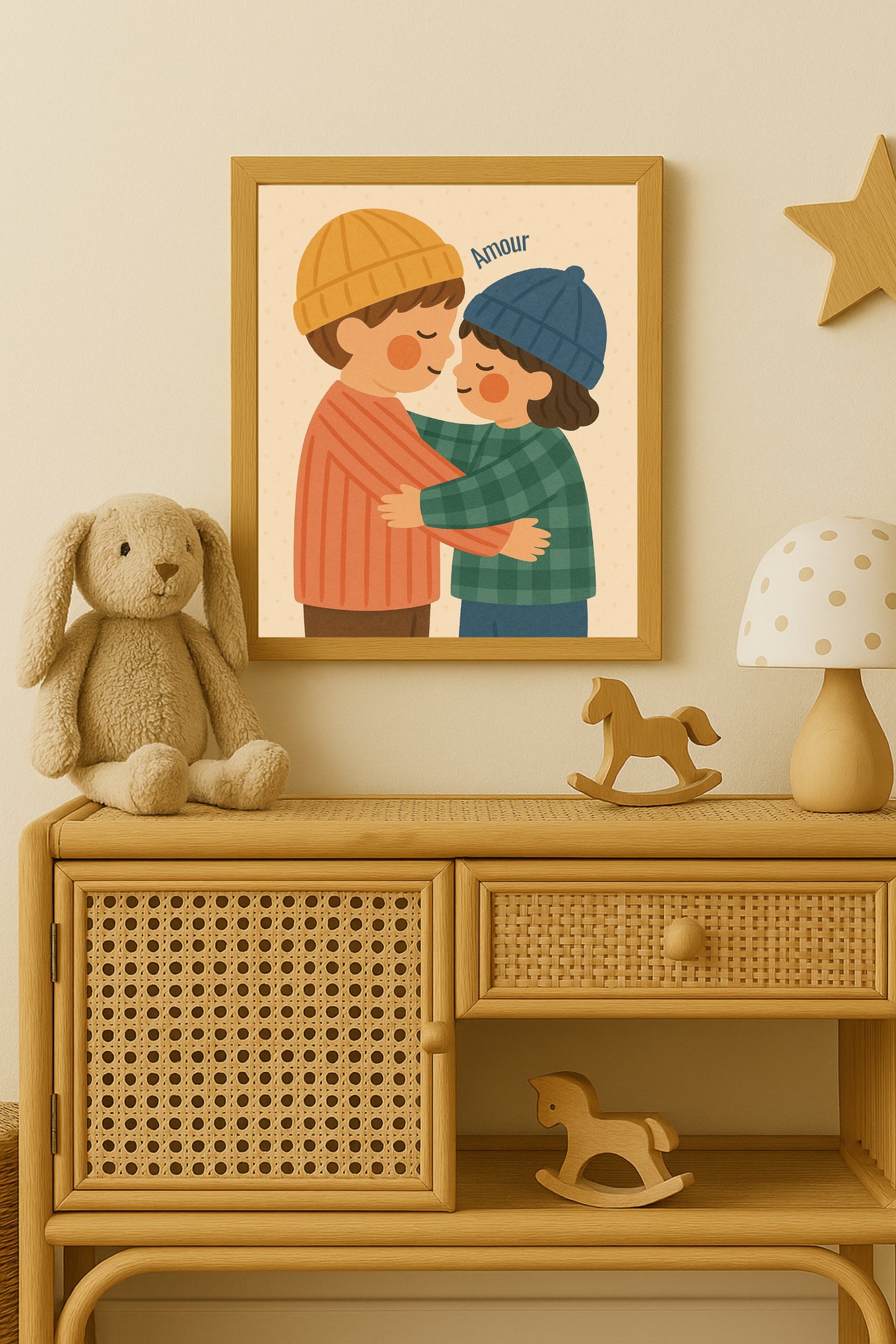 Collection Amour - Affiche enfant “Amour” fraterie – Illustration tendre enfants – Décoration chambre bébé, idée cadeau naissance