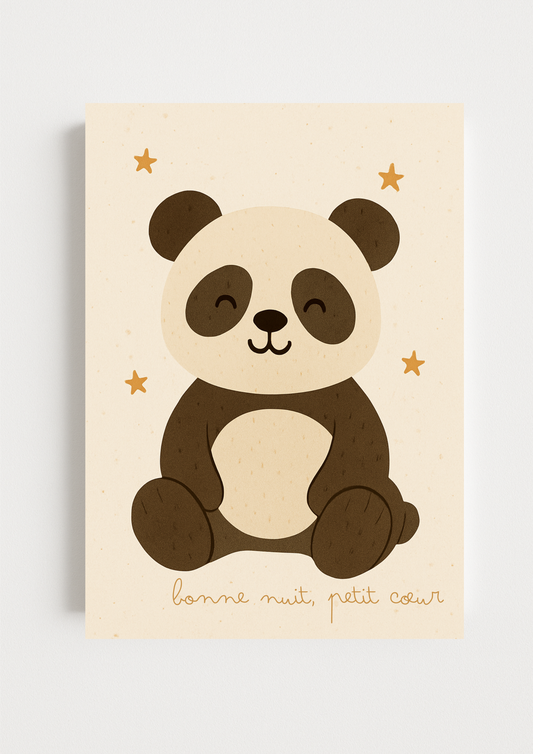 Affiche Panda "Bonne nuit, petit cœur" – Déco Chambre Bébé Univers poétique et minimaliste