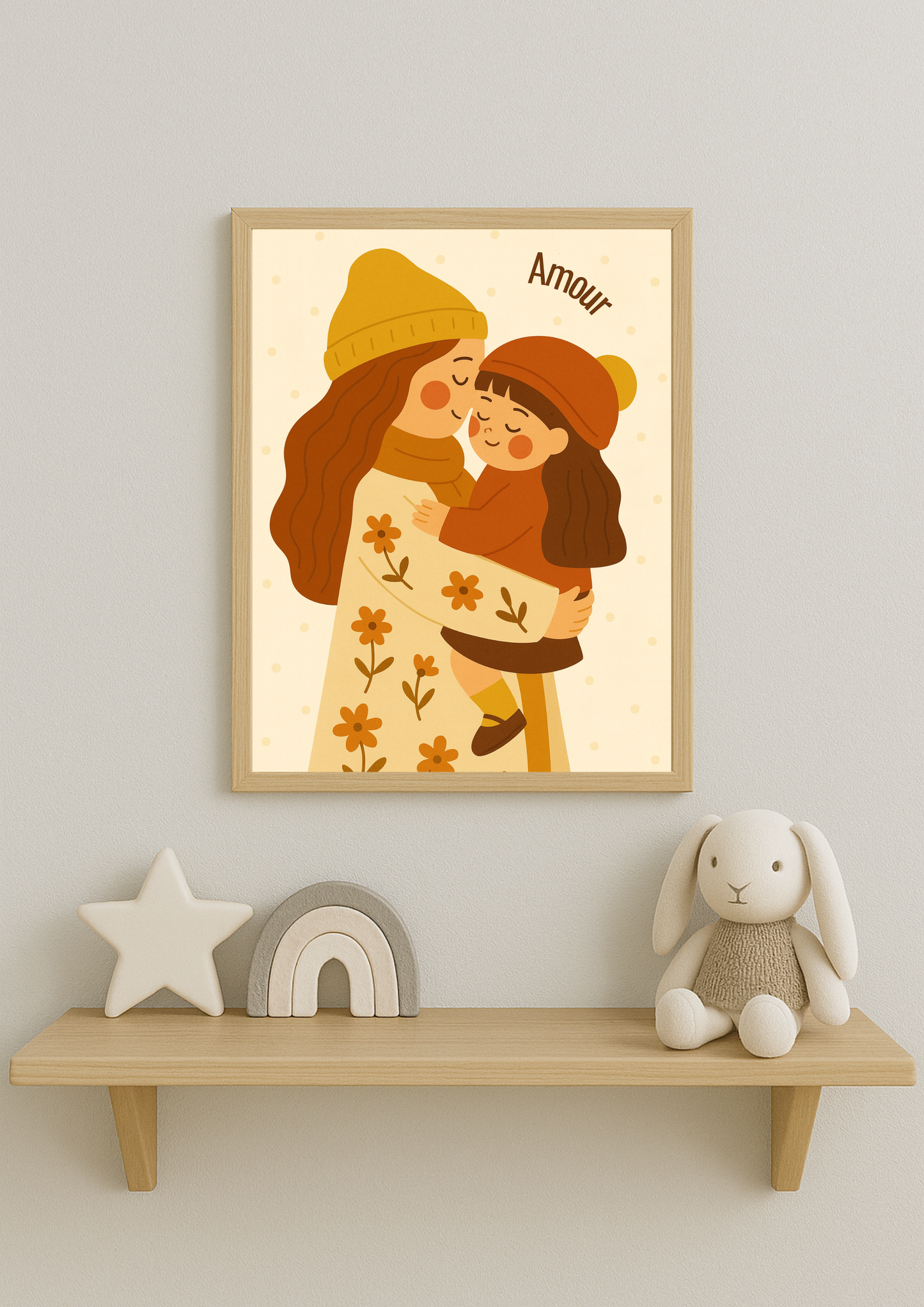 Collection Amour - Affiche maman et fille minimaliste – illustration amour parent enfant – décoration chambre bébé
