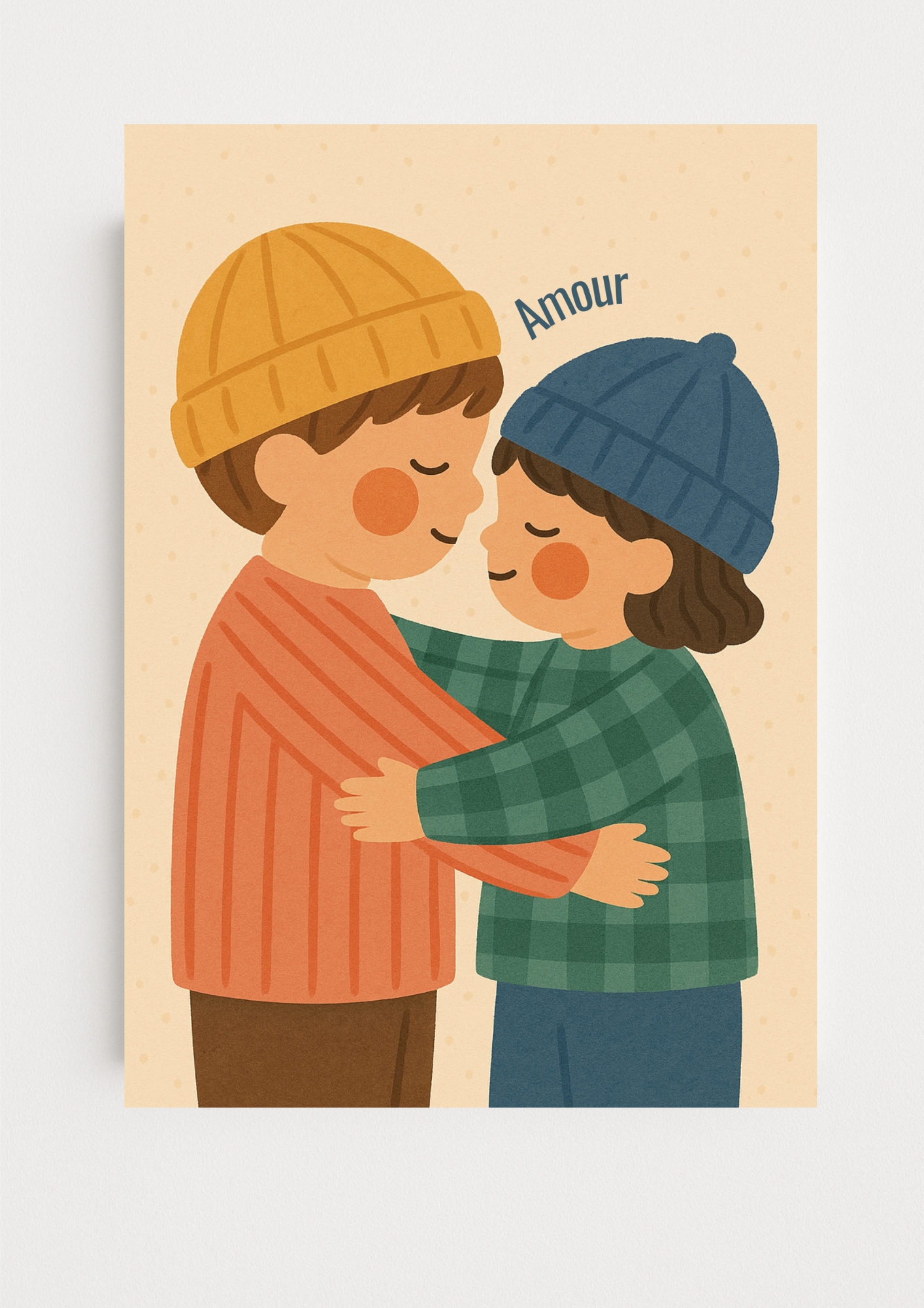 Collection Amour - Affiche enfant “Amour” fraterie – Illustration tendre enfants – Décoration chambre bébé, idée cadeau naissance