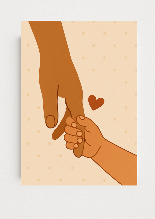 Affiche amour parent enfant – Illustration mains liées – Décoration chambre bébé - Idée cadeau naissance