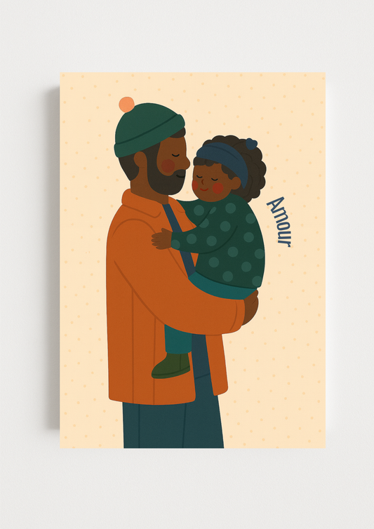 Collection Amour - Affiche papa et enfant minimaliste – illustration amour père fille – décoration chambre bébé mixte