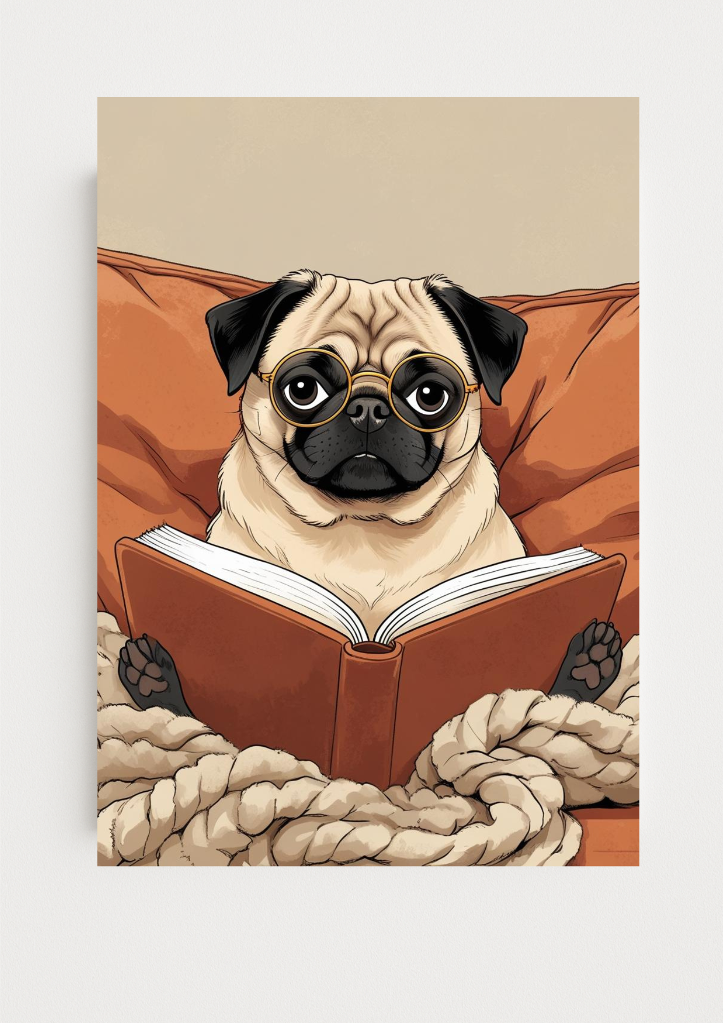 Affiche Chien Lecteur A4 – Poster Chien Rigolo | Déco Murale Animaux