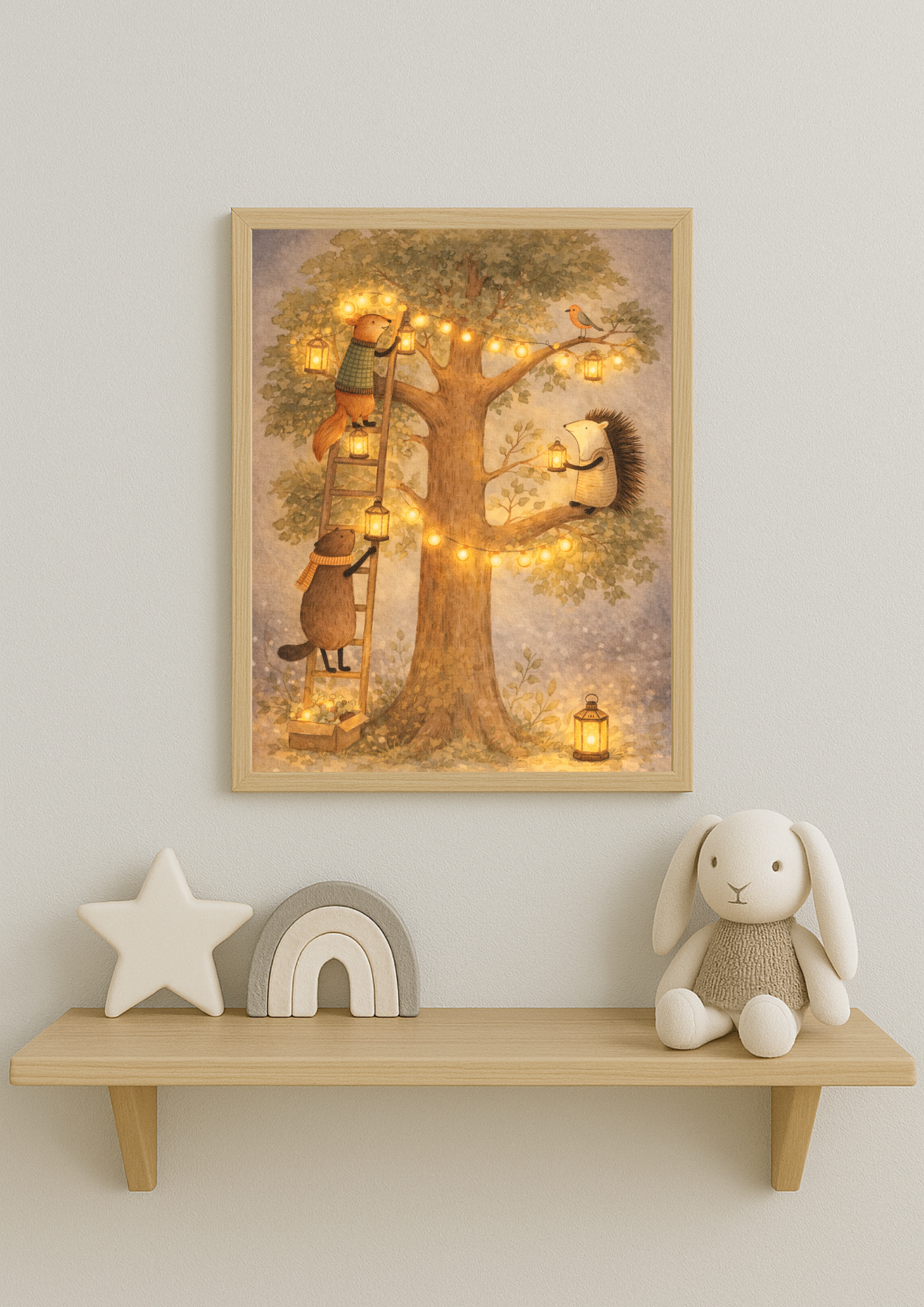 Affiche animaux de la forêt – illustration printemps chambre bébé - Univers poétique et minimaliste