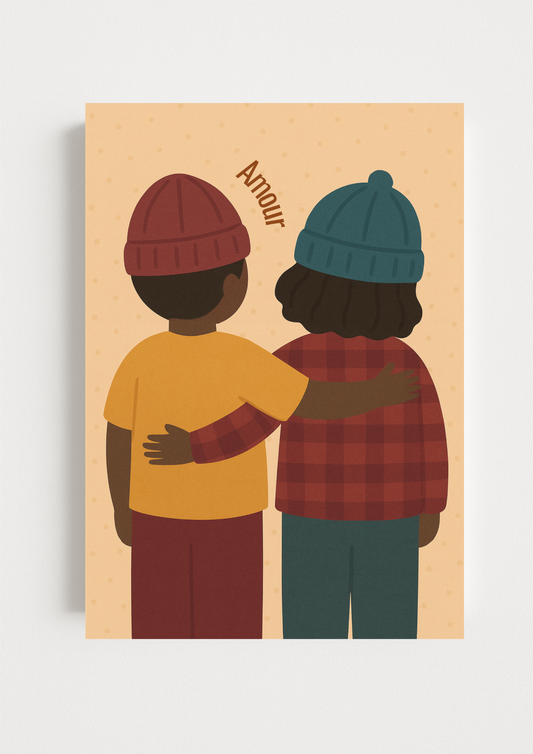 Collection Amour - Affiche enfants Amour – Illustration douce amitié & fraternité – Décoration chambre enfant