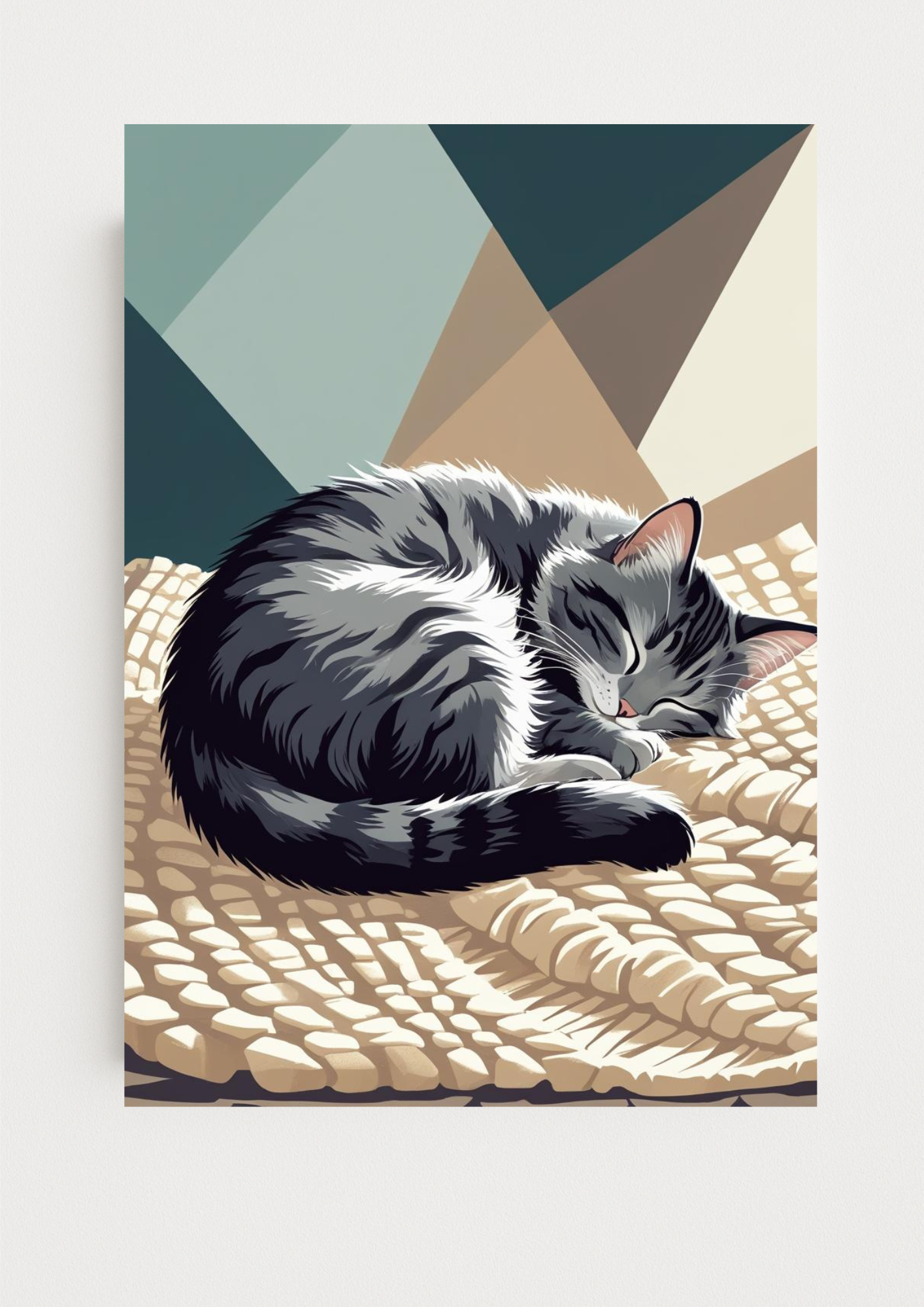 Affiche Chat Endormi A4 – Poster Chat Cocooning | Déco Murale Animaux