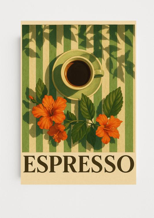 Affiche A4 - Espresso affiche cuisine colorée café fleurs