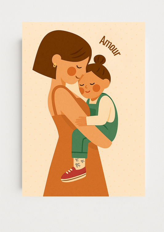Collection Amour - Affiche maman bébé Amour – Illustration douce lien maternel – Décoration chambre bébé - Cadeaux de naissance