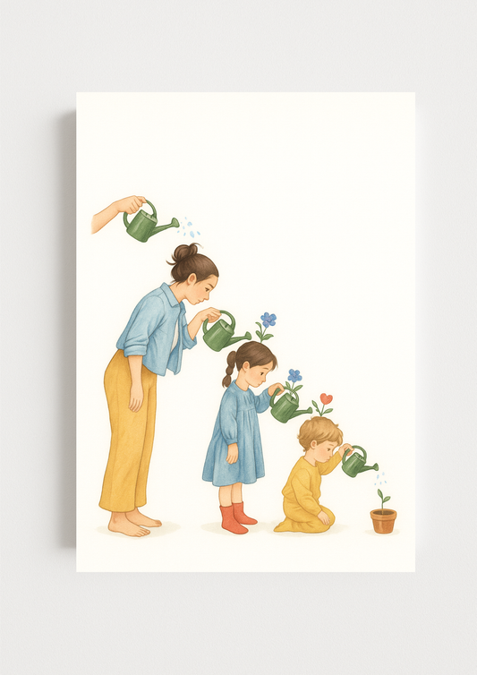 Affiche famille illustration évolution – Maman et enfants – Génération - Décoration murale chambre enfant