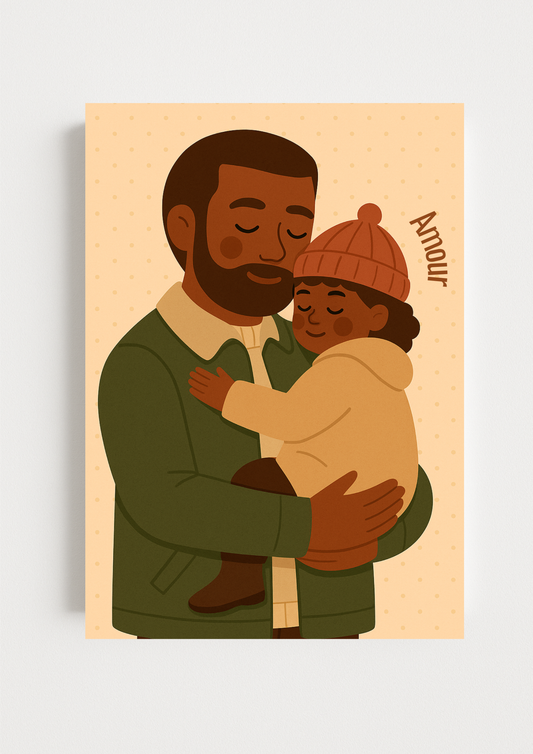 Collection Amour - Affiche père et enfant minimaliste – illustration amour paternel – décoration chambre bébé