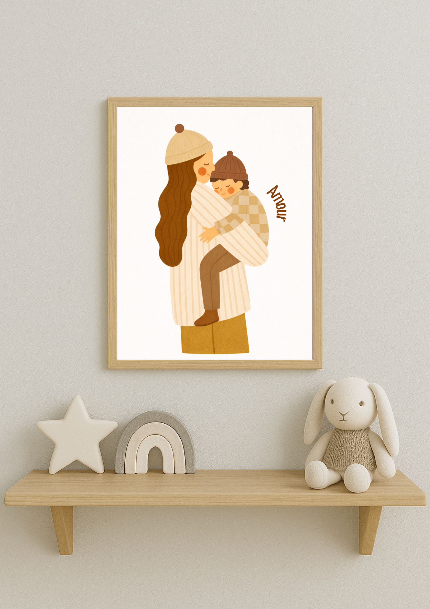 Collection Amour - Affiche maman enfant Amour – Illustration douce maternité – Décoration chambre bébé & enfant