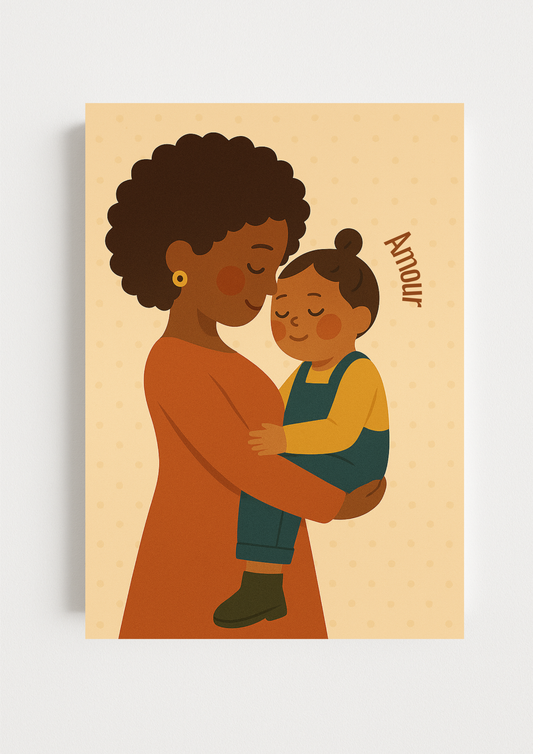 Affiche amour maman et enfant – Illustration tendre Amour – Idée cadeau naissance - Décoration chambre enfant