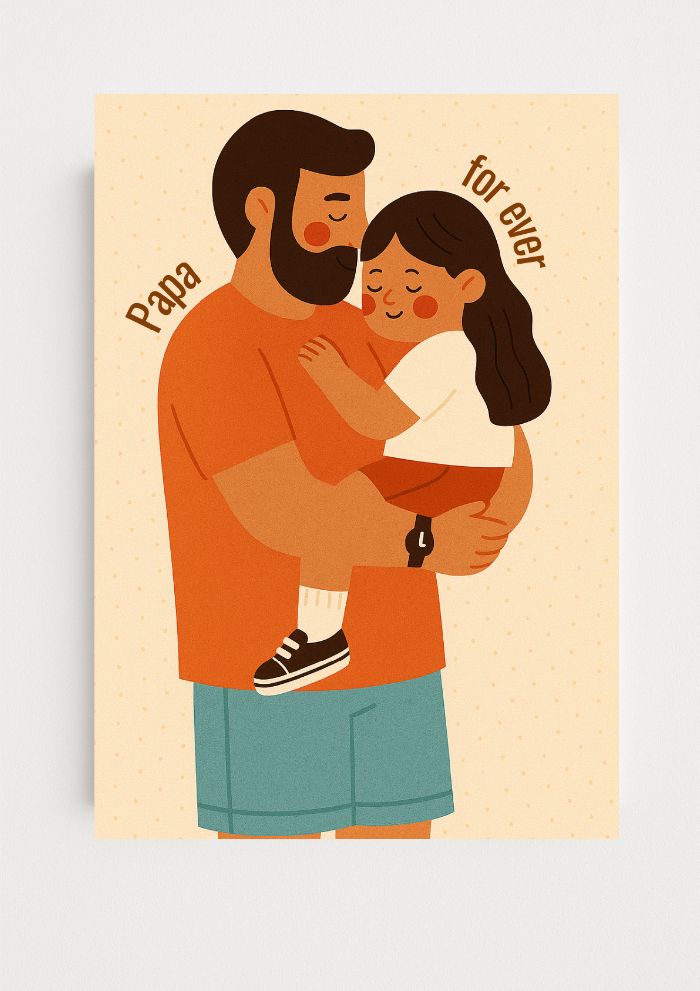 Collection Amour - Affiche papa sportif enfant – Illustration douce lien père fille – Décoration chambre enfant - idée cadeau naissance